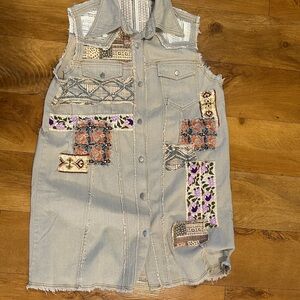 POL Patchwork Denim Vest Large